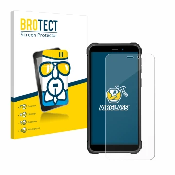 Face avant d’un emballage produit avec le logo de la marque BROTECT. À côté, l’appareil Oukitel WP32 est représenté avec la pr