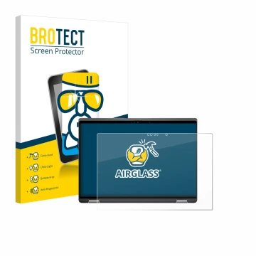 Face avant d’un emballage produit avec le logo de la marque BROTECT. À côté, l’appareil Dell Latitude 7440 2-in-1 est représen