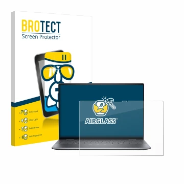 Face avant d’un emballage produit avec le logo de la marque BROTECT. À côté, l’appareil Dell Latitude 9450 2-in-1 est représen