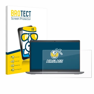 Face avant d’un emballage produit avec le logo de la marque BROTECT. À côté, l’appareil Dell Latitude 5550 Laptop est représen