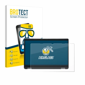 Face avant d’un emballage produit avec le logo de la marque BROTECT. À côté, l’appareil Dell Latitude 5350 2-in-1 est représen