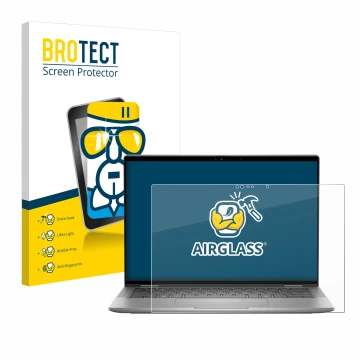 Face avant d’un emballage produit avec le logo de la marque BROTECT. À côté, l’appareil Dell Latitude 7450 2-in-1 est représen