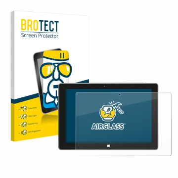 Face avant d’un emballage produit avec le logo de la marque BROTECT. À côté, l’appareil SZTPS Tablet 10.1