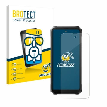 Face avant d’un emballage produit avec le logo de la marque BROTECT. À côté, l’appareil Blackview BL9000 est représenté avec l