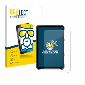 Face avant d’un emballage produit avec le logo de la marque BROTECT. À côté, l’appareil Ulefone Armor Pad 3 Pro est représenté