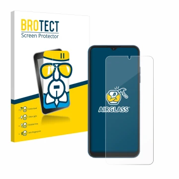 Face avant d’un emballage produit avec le logo de la marque BROTECT. À côté, l’appareil Hotwav Note 13 est représenté avec la 