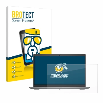 Face avant d’un emballage produit avec le logo de la marque BROTECT. À côté, l’appareil Dell Precision 3590 Workstation est re