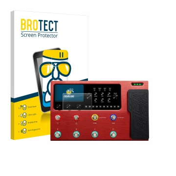 Face avant d’un emballage produit avec le logo de la marque BROTECT. À côté, l’appareil Valeton GP-200R est représenté avec la