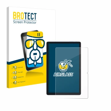 Face avant d’un emballage produit avec le logo de la marque BROTECT. À côté, l’appareil Blackview Tab 80 est représenté avec l