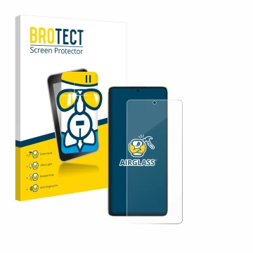 Face avant d’un emballage produit avec le logo de la marque BROTECT. À côté, l’appareil Xiaomi Poco F6 est représenté avec la 