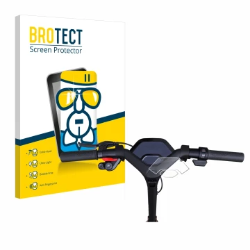 Face avant d’un emballage produit avec le logo de la marque BROTECT. À côté, l’appareil Segway Ninebot P65D est représenté ave