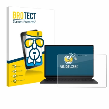 Face avant d’un emballage produit avec le logo de la marque BROTECT. À côté, l’appareil ASUS ProArt PZ13 est représenté avec l