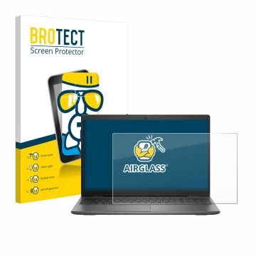 Face avant d’un emballage produit avec le logo de la marque BROTECT. À côté, l’appareil Dell Latitude 15 3540 est représenté a