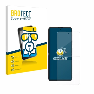 Face avant d’un emballage produit avec le logo de la marque BROTECT. À côté, l’appareil Blackview Hero 10 (Affichage avant) es