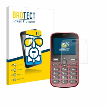 Face avant d’un emballage produit avec le logo de la marque BROTECT. À côté, l’appareil Doro 1880 est représenté avec la prote