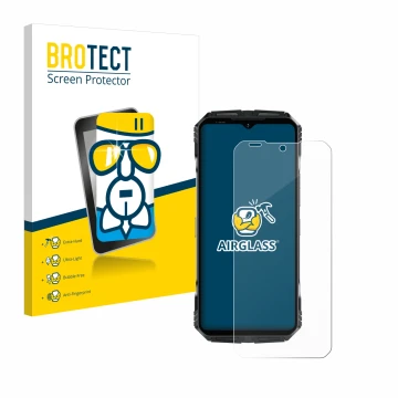 Face avant d’un emballage produit avec le logo de la marque BROTECT. À côté, l’appareil Doogee S118 est représenté avec la pro