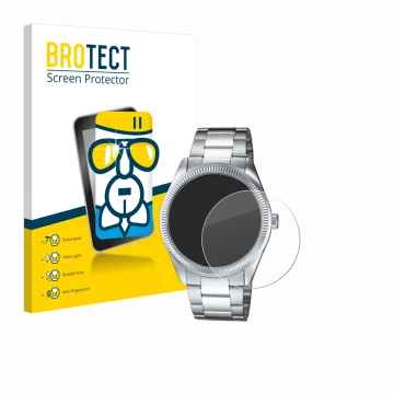 Face avant d’un emballage produit avec le logo de la marque BROTECT. À côté, l’appareil Casio MTP-1302PD est représenté avec l