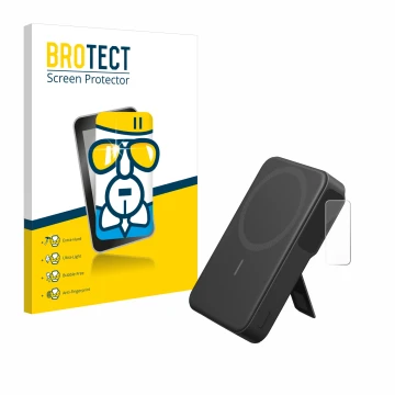 Face avant d’un emballage produit avec le logo de la marque BROTECT. À côté, l’appareil Anker MagGo est représenté avec la pro