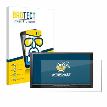 Face avant d’un emballage produit avec le logo de la marque BROTECT. À côté, l’appareil Pioneer AVH-Z9200DAB est représenté av