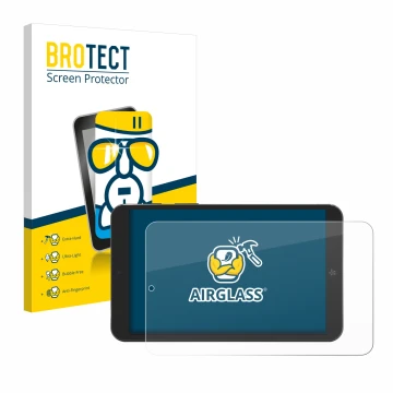 Face avant d’un emballage produit avec le logo de la marque BROTECT. À côté, l’appareil Mediacom SmartPad Iyo 8 est représenté