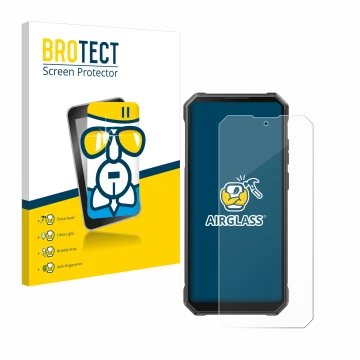 Face avant d’un emballage produit avec le logo de la marque BROTECT. À côté, l’appareil Fossibot F105 est représenté avec la p