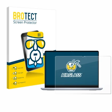 Face avant d’un emballage produit avec le logo de la marque BROTECT. À côté, l’appareil Dell Inspiron 14 7440 2-in-1 est repré