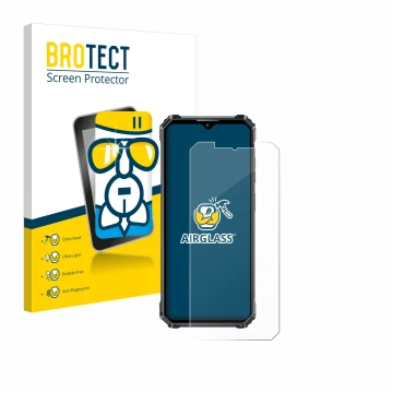 Face avant d’un emballage produit avec le logo de la marque BROTECT. À côté, l’appareil Oukitel WP28 S est représenté avec la 
