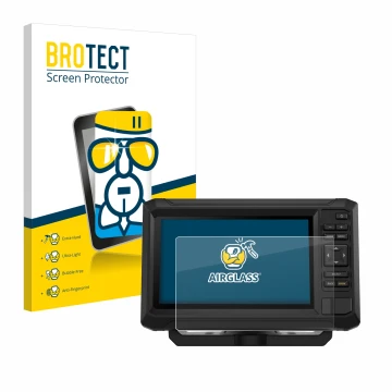 Face avant d’un emballage produit avec le logo de la marque BROTECT. À côté, l’appareil Garmin ECHOMAP UHD2 7