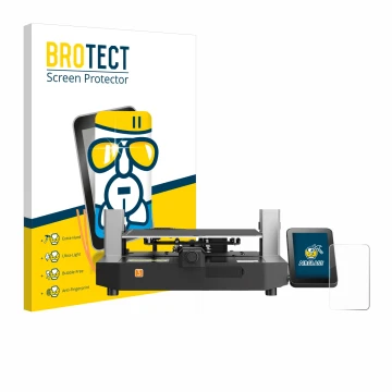 Face avant d’un emballage produit avec le logo de la marque BROTECT. À côté, l’appareil Anycubic Kobra 3 est représenté avec l