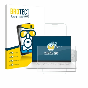 Face avant d’un emballage produit avec le logo de la marque BROTECT. À côté, l’appareil ASUS ZenBook S 16 est représenté avec 