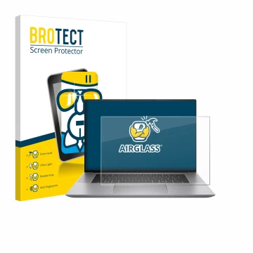 Face avant d’un emballage produit avec le logo de la marque BROTECT. À côté, l’appareil HP Zbook Studio 16 G11 est représenté 