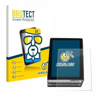 Face avant d’un emballage produit avec le logo de la marque BROTECT. À côté, l’appareil Renault Capture 2024 10,4