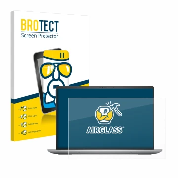 Face avant d’un emballage produit avec le logo de la marque BROTECT. À côté, l’appareil Dell Precision 5690 Workstation est re