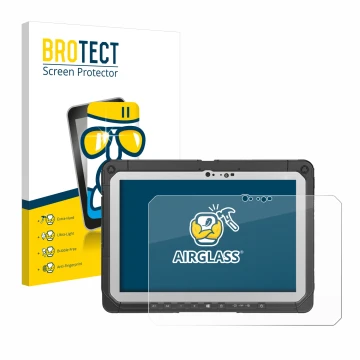 Face avant d’un emballage produit avec le logo de la marque BROTECT. À côté, l’appareil Panasonic Toughbook CF-20 MK2 est repr