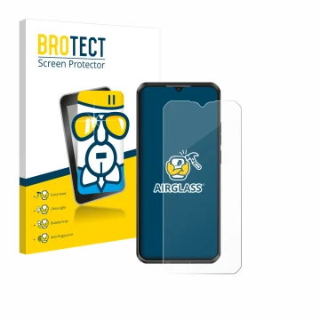 Face avant d’un emballage produit avec le logo de la marque BROTECT. À côté, l’appareil Oukitel WP50 est représenté avec la pr