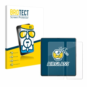 Face avant d’un emballage produit avec le logo de la marque BROTECT. À côté, l’appareil Honor Magic V3 (inneres Display) est r