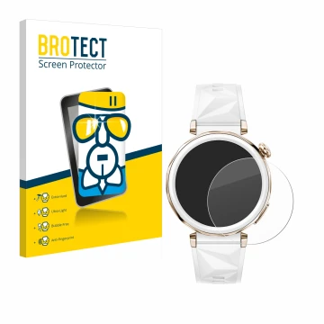 Face avant d’un emballage produit avec le logo de la marque BROTECT. À côté, l’appareil Huawei Watch GT 5 Pro (42 mm) est repr