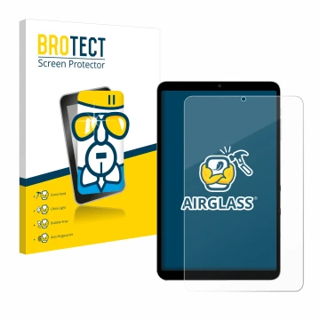 Face avant d’un emballage produit avec le logo de la marque BROTECT. À côté, l’appareil Alldocube iPlay 60 mini Turbo est repr
