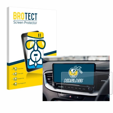 Face avant d’un emballage produit avec le logo de la marque BROTECT. À côté, l’appareil Kia XCeed 2024 est représenté avec la 