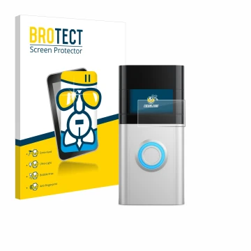 Face avant d’un emballage produit avec le logo de la marque BROTECT. À côté, l’appareil Ring Video Doorbell 3 Plus est représe