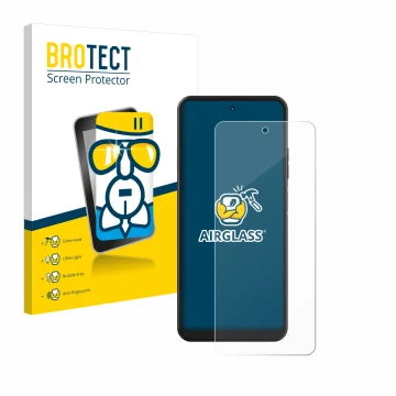 Face avant d’un emballage produit avec le logo de la marque BROTECT. À côté, l’appareil Hotwav Note 12 est représenté avec la 