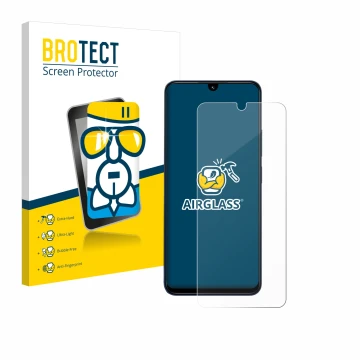 Face avant d’un emballage produit avec le logo de la marque BROTECT. À côté, l’appareil Xiaomi Redmi 14C est représenté avec l