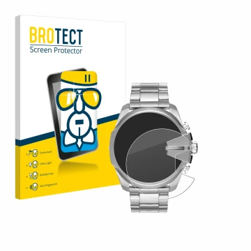 Face avant d’un emballage produit avec le logo de la marque BROTECT. À côté, l’appareil Diesel Mega Chief DZ4417 est représent