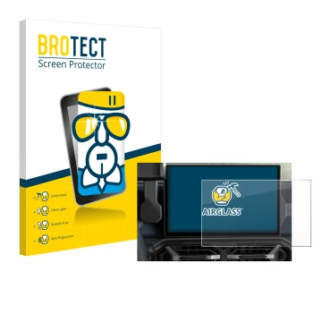 Face avant d’un emballage produit avec le logo de la marque BROTECT. À côté, l’appareil Dacia Duster Infotainment System (2024