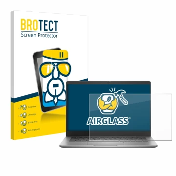 Face avant d’un emballage produit avec le logo de la marque BROTECT. À côté, l’appareil Dell Latitude 3340 Laptop 13.3