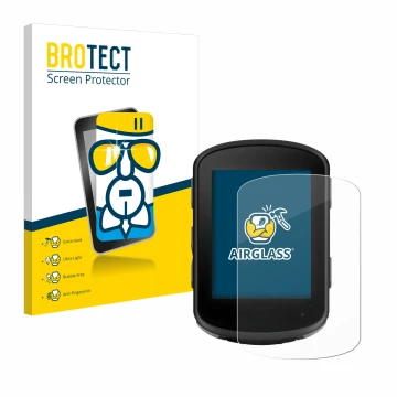 Face avant d’un emballage produit avec le logo de la marque BROTECT. À côté, l’appareil Garmin Edge 840 Solar est représenté a