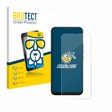 Face avant d’un emballage produit avec le logo de la marque BROTECT. À côté, l’appareil Volla Phone 22 est représenté avec la 