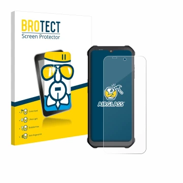 Face avant d’un emballage produit avec le logo de la marque BROTECT. À côté, l’appareil Sonim XP400 est représenté avec la pro