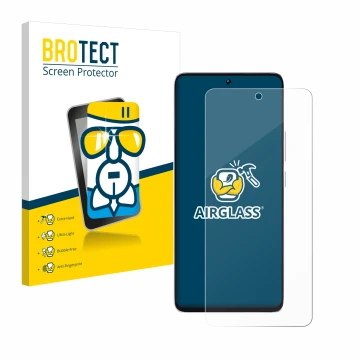 Face avant d’un emballage produit avec le logo de la marque BROTECT. À côté, l’appareil Xiaomi Poco M7 Pro 5G est représenté a