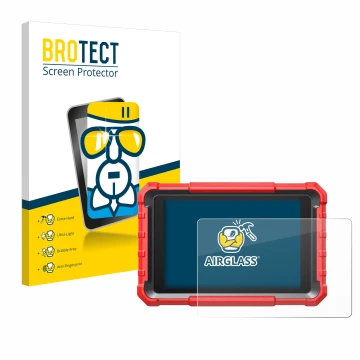 Face avant d’un emballage produit avec le logo de la marque BROTECT. À côté, l’appareil Launch X-431 PROS Elite Pro 5 est repr